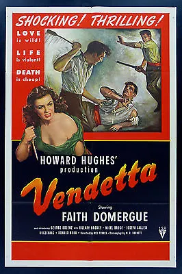 VENDETTA * CineMasterpieces 1SH ORIGINAL MOVIE POSTER FILM NOIR 1950 KNIFE • $1195