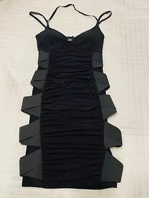 Moda International Victorias Secret Sexy Black Dress Mini Strappy Ladies Small • $25