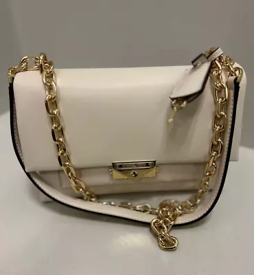 Michael Kors Cece Medium Non-Vegan Leather Shoulder Crossbody Bag Light Cream • $102