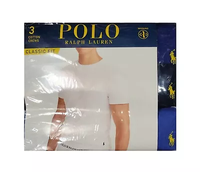 Polo Ralph Lauren Blue-Navy-Lt Blue Wicking Classic Fit Crew-Neck T-Shirt 3 Pack • $28.70