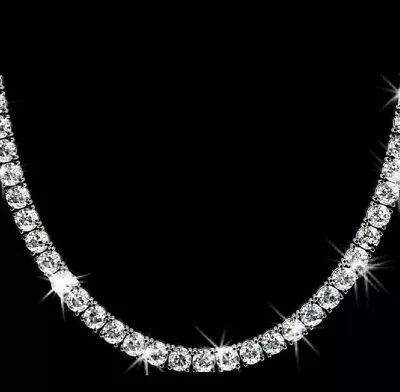 30Ct Round Cut Lab Created Diamond Tennis Women's Necklace 14K White Gold Plated • $179.99