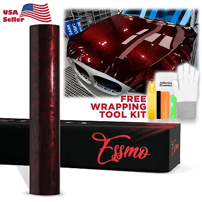 ESSMO PET Marble Forged Gloss Carbon Fiber Red Car Vehicle Vinyl Wrap Decal • $14