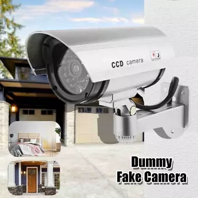 CCTV False Camera Fake Dummy Security Outdoor Waterproof IR Camera W/LED Light • £7.49