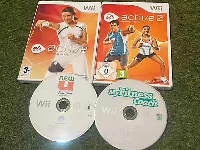 NINTENDO Wii EA SPORTS ACTIVE PERSONAL TRAINER 1 & 2 + NEW U & FITNESS COACH PAL • £12.99