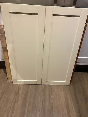 2  Cream Painted Kitchen Doors 300 Wide X 720 High Some Damage Stock Df838 • £39