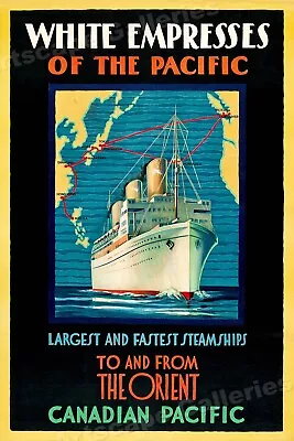 1936 Canadian Pacific Steamships Vintage Style Travel Poster - 20x30 • $18.95