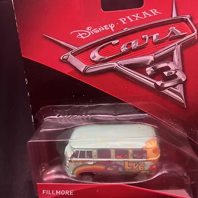 Mattel Disney Pixar Cars 3 Fillmore VW Bus Hippie Love Peace Van Diecast 2016 • $10