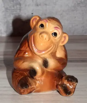 Vintage Ceramic Monkey Figurine Small Porcelain Ape Funny Cartoon Style • $12.99