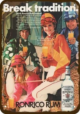 1982 RONRICO RUM Women Horse Jockey Vintage-Look DECORATIVE REPLICA METAL SIGN • $24.99