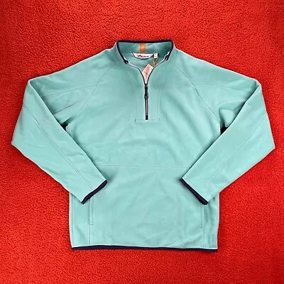 PETER MILLAR Mens MEDIUM Lily Pad Teal Thermal Flow Micro Fleece Half-Zip NEW • $89.95