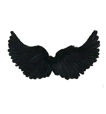 Black Angel Devil Wings Adult Child Fancy Dress Prop Feather Halloween Costume  • £12.99