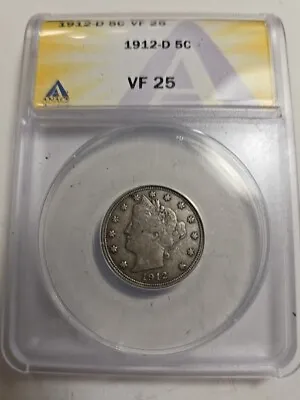 1912 D V Nickel Anacs VF 25 • $55