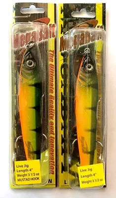 2 Mega-Bait Live Action Lures Perch Color 4 Inches 3.5 Ounces  • $11.99