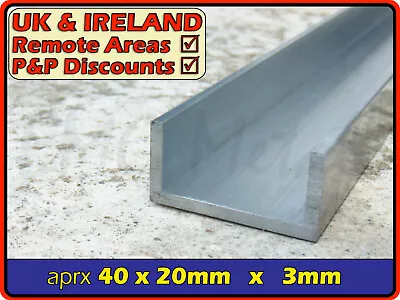 Aluminium Channel Section  38mm / 40mm X 20mm OD  alloy C U Profile 1.5 Inch • £6.95