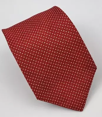 Geoffrey Beene Polyester Tie Red White Polka Dots Men Necktie Skinny 57.5 X 3 • $10.39