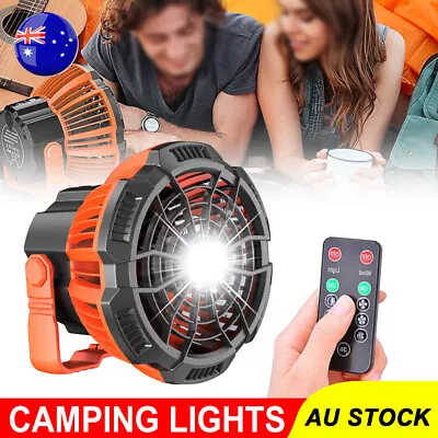 $32.95 • Buy Portable LED Fan Camping Lights Rechargeable For Outdoor USB Tent Lamp With Hook