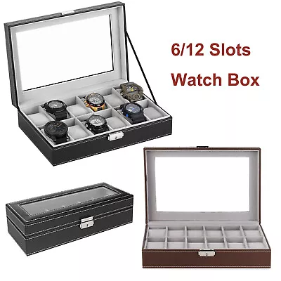 6/12 Slots Watch Box Organizer For GiftWatch Display Storage Case For Men Women • $17.99