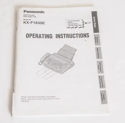 Panasonic KX-F1830E Fax Machine Operating Instructions • £5.50