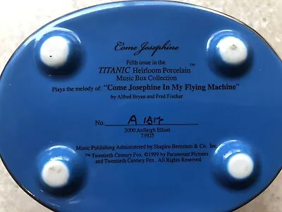 1999 Porcelain Titanic Music Box Come Josephine Ardeligh Elliott. • $29.99