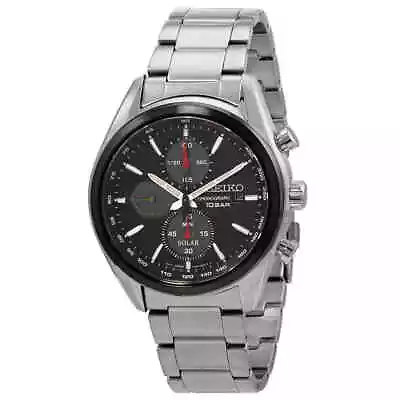 Seiko Chronograph Black Dial Stainless Steel Men's Watch SSC803 • $179.74