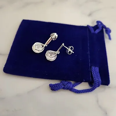 £12.99 • Buy Beautiful Diamond Drop Stud Earrings In Sterling Silver