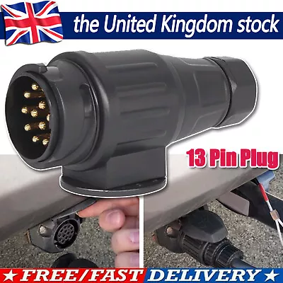 13Pin Trailer Plug 12V Caravans Socket Plug Electrical Tow Towing Connector UK • £6.76