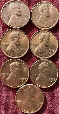 $3.99 • Buy 1968s 1969s 1970s 1971s 1972s 1973s 1974s 7 Lincoln Memorial Cents Uncirculated