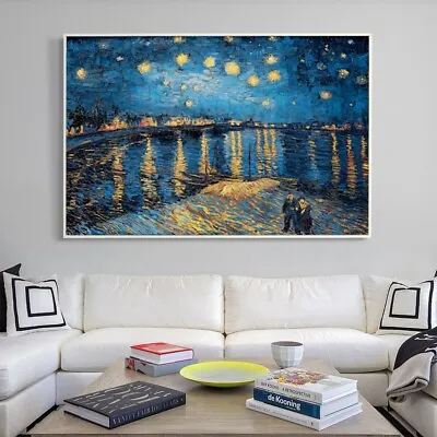 VINCENT VAN GOGH Starry Night Over The Rhone Art On Canvas EXTRA LARGE 28 X38  • $75