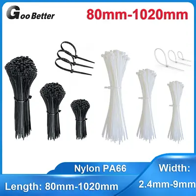 Nylon Cable Ties 80mm-1020mm Black / White Zip Tie Wraps Strong Large Long Small • $2.52