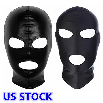 US Unisex Men's Full Face Mask Wetlook Leather Shiny Open Mouth Headgear Cosplay • $9.35