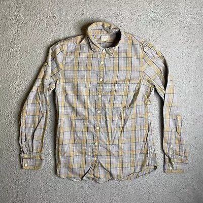 J Crew The Perfect Shirt Womens Small Gray Yellow Plaid Button Up Preppy Casual • $14.88