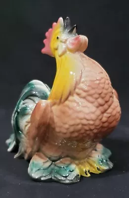 Vintage CROWING ROOSTER Chicken Figurine 6.5 H Rustic Farmhouse Farm Mid Century • $28