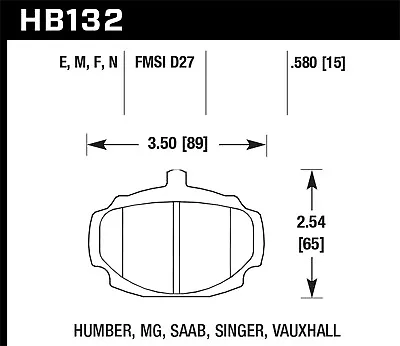 Hawk Performance HB132M.580 Black Disc Brake Pad Fits 67-80 MGB • $138.59