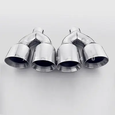 Quad 4  Polished Stainless Dual Wall Exhaust Tips For BMW M3 M4 M5 M6 2.5  Inlet • $217.97