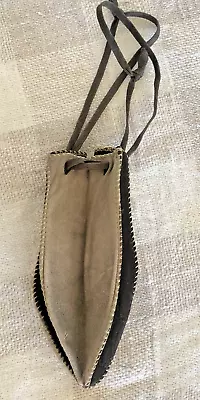 Vintage  Two-Tone Leather Marbles Bag With Draw String Closure • $16.99