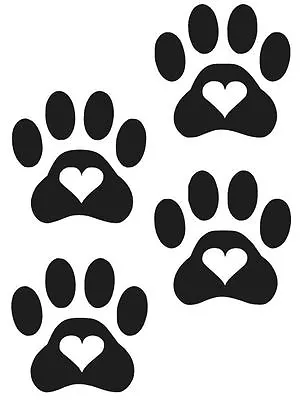 Heart Paw Prints Vinyl Decals Set Animal Cute Pet Dog Puppy Choose Size/color • $2.99