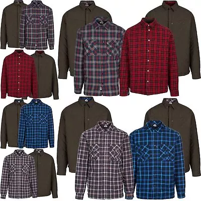 Mens Trespass Quilted Lined Reversible Shirt Jacket Lumberjack Flannel Padded • £14.99