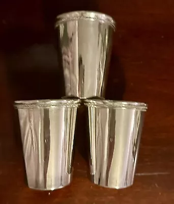 Set 3 Gorgeous Roger’s Silver Plate Ky Derby Mint Julep Cups W/Card Beaded Trim • $129.99