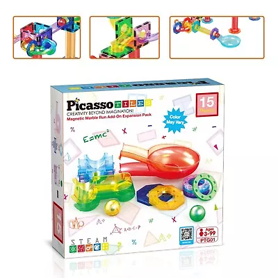 PicassoTiles 15pc Magnetic Marble Run Add-On Expansion Pack PTG01 • $12.99