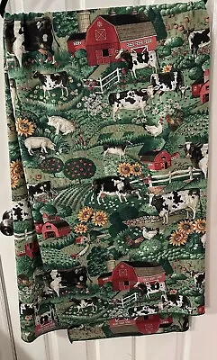 Vintage Farm Print (Barnyard) Tablecloth Cotton Blend 51” X 68” EUC! Multicolor • $24