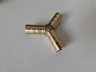 8mm Brass Barb Y Piece Splitter Hose Connector - Air Fuel Water Etc • £3.75