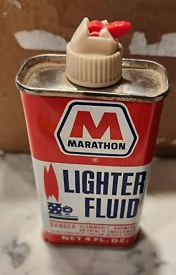 VINTAGE Marathon Oil Company Lighter Fluid Tin Can. Mostly Empty.   • $46.80