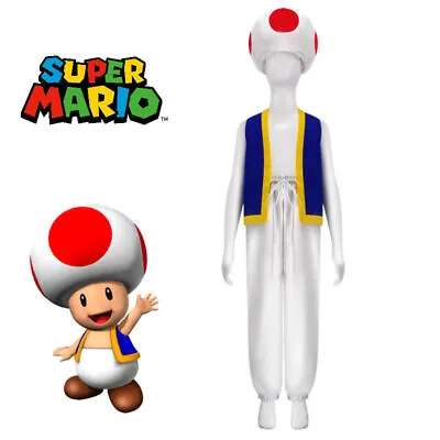 Adult Super Mario Bros Toad Fancy Dress Retro Game Party Cosplay Costume Outfits • £27.11