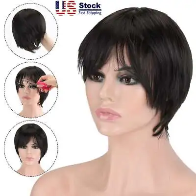Womens Fiber Hair Black Short Cuts Full Wigs Brazilian Hairstyles Natural Wigs • $8.64