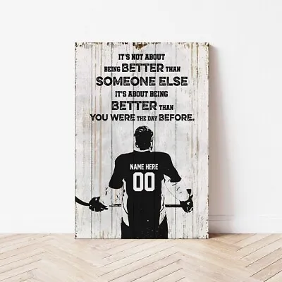 Personalized Ice Hockey Poster Motivational Quote Wall Art Print Hockey Gif... • $20.42