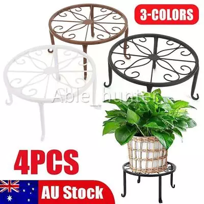 4 X Metal Plant Stand Outdoor Indoor Home Garden Decor Flower Pot Rack 3 Colors • $27.53