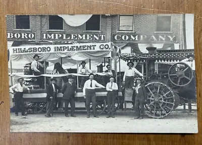 Steam Tractor Pulling Float Advertising Hillsboro RPPC 1910 • $73