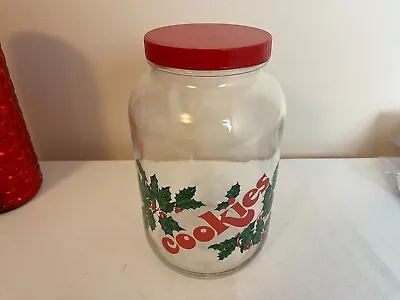 Vintage 1 Gallon Cookie Jar Plastic Lid Holiday Christmas Cookies USA • $12.95