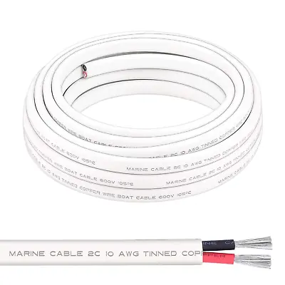 Shirbly 10 Gauge Marine Wire - 20FT 10 AWG Duplex Marine Grade Wire Tinned Copp • $47.04