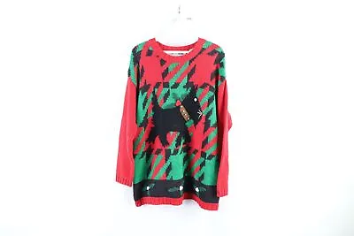 Vintage 90s Streetwear Womens Small Christmas Terrier Dog Knit Crewneck Sweater • $44.95